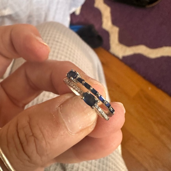 14 karat white gold sapphire & diamond ring - Picture 12 of 14